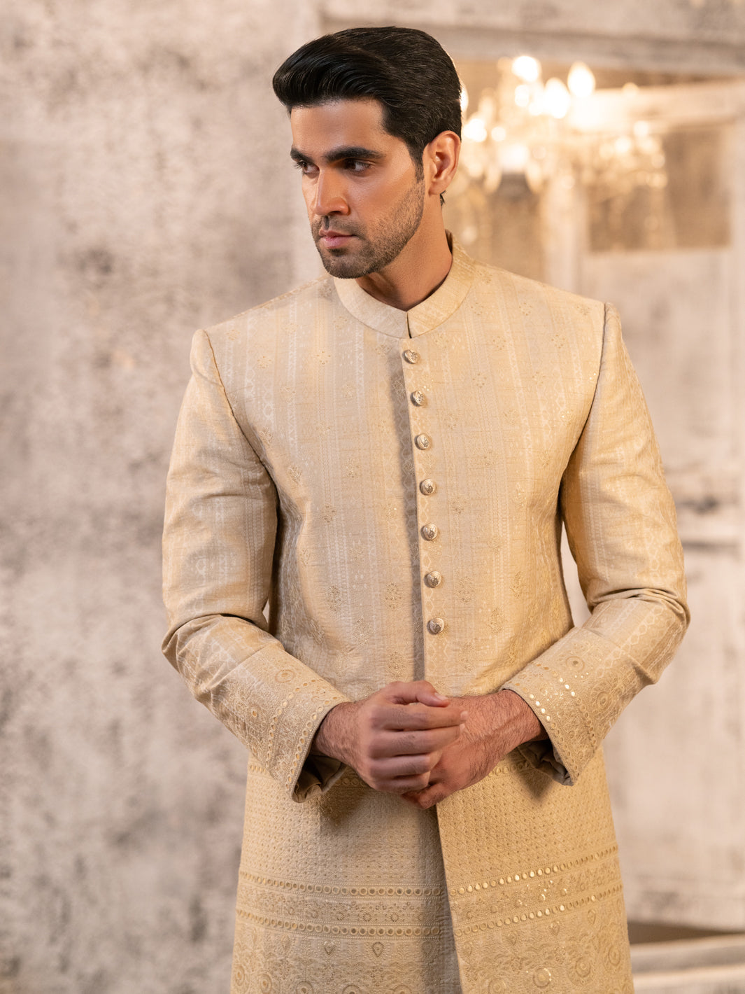 Beige Formal Sherwani - AL-SW-156