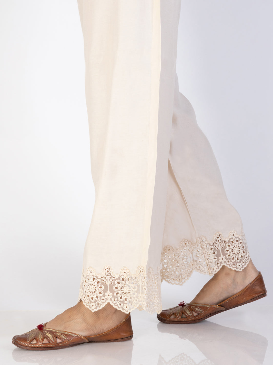 Beige Maple Silk Trousers - AL-T-693 - Almirah Online
