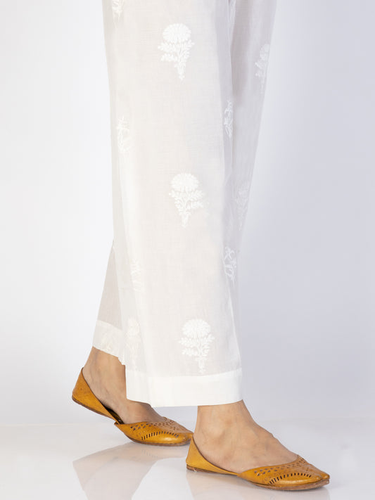 White Cambric Trousers - AL-T-699 - Almirah Online