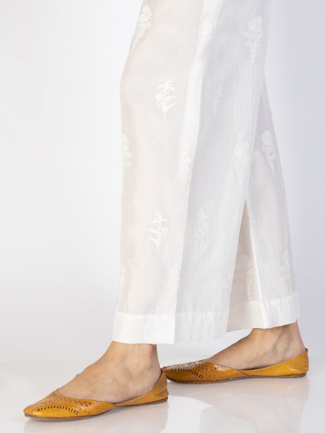 White Cambric Trousers - AL-T-699 - Almirah Online