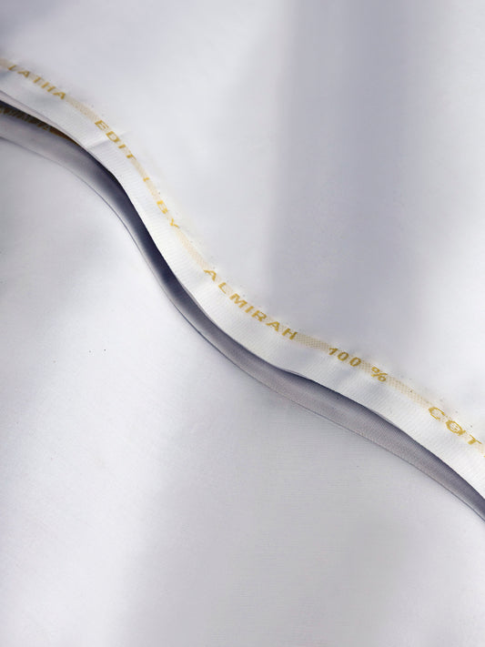 White Cotton Latha Unstitched Fabric - AL-UN-LTH-15079