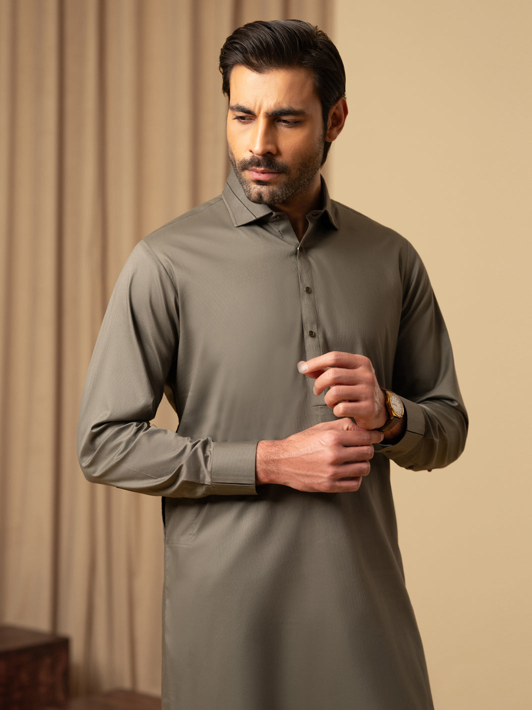 Sage Green Cotton Kameez Shalwar - ALWA-KS-542
