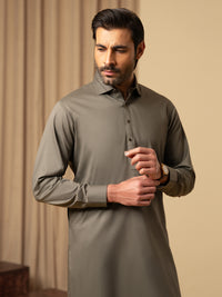 Sage Green Cotton Kameez Shalwar - ALWA-KS-542