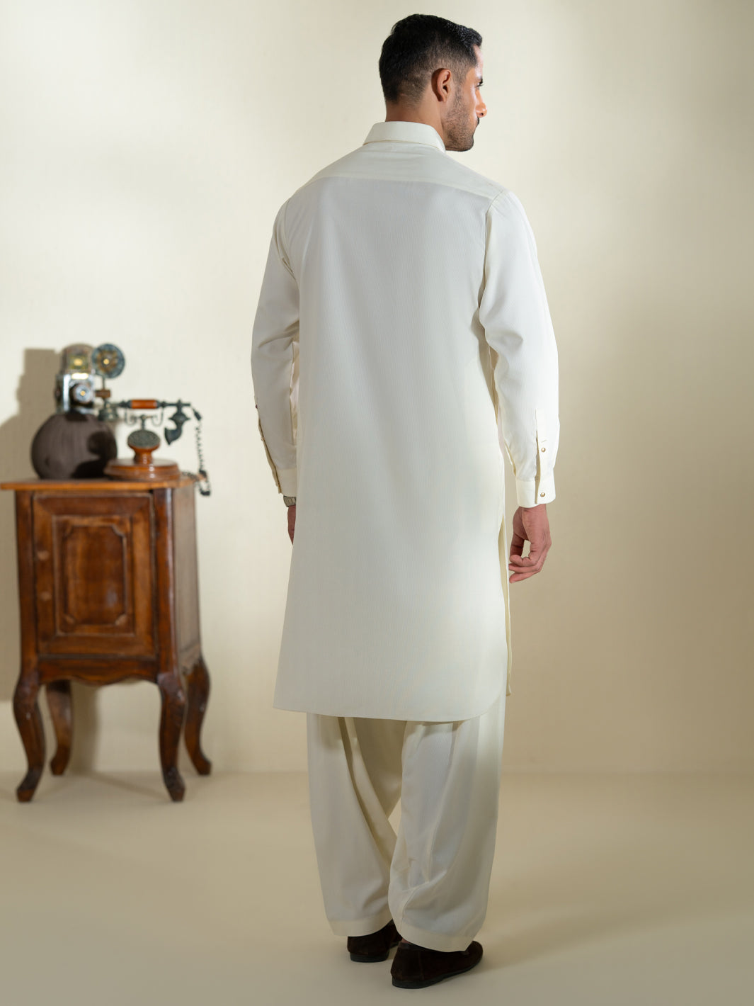 Cream Kameez Shalwar - ALWA-KS-580