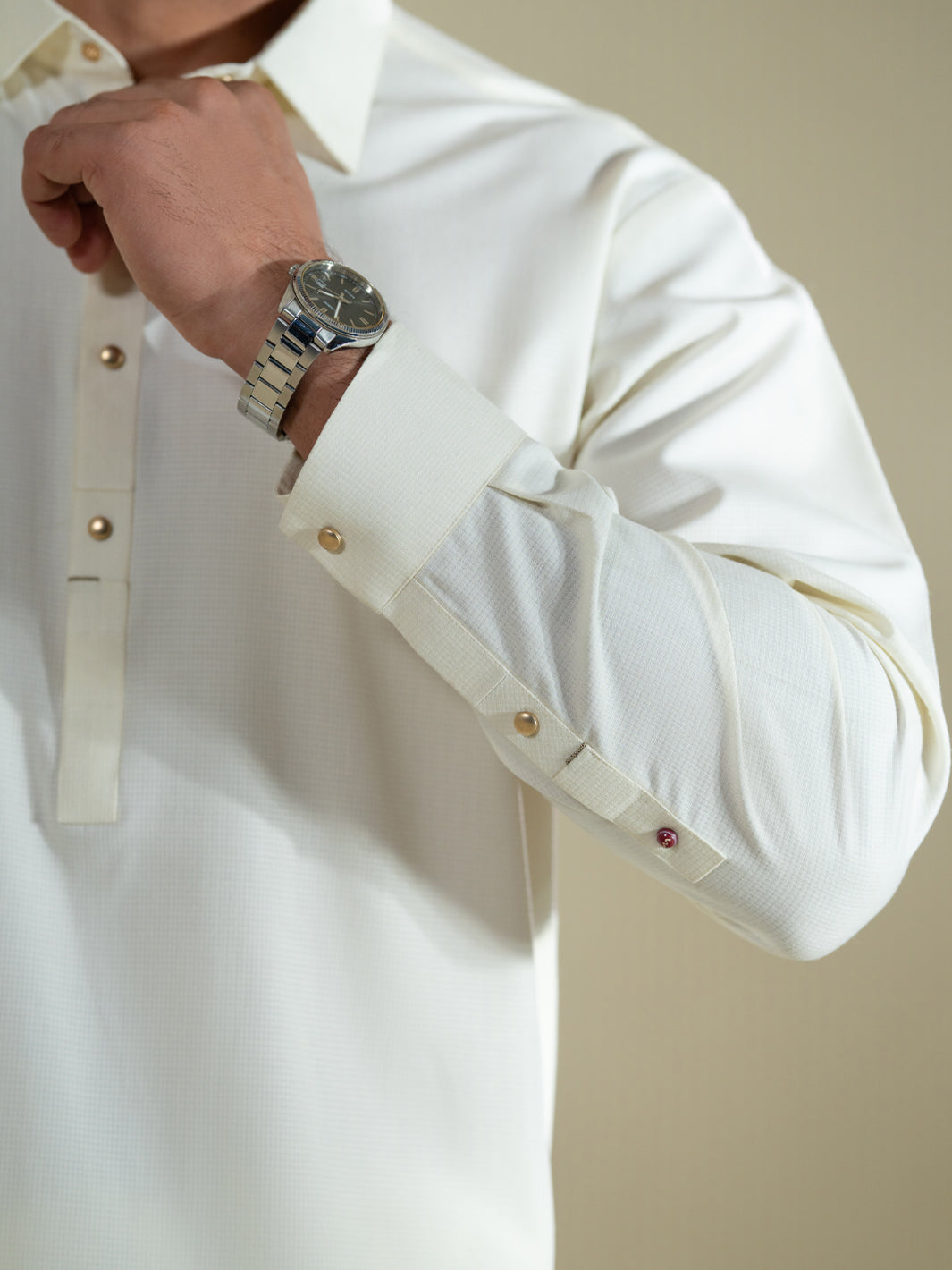 Cream Kameez Shalwar - ALWA-KS-580