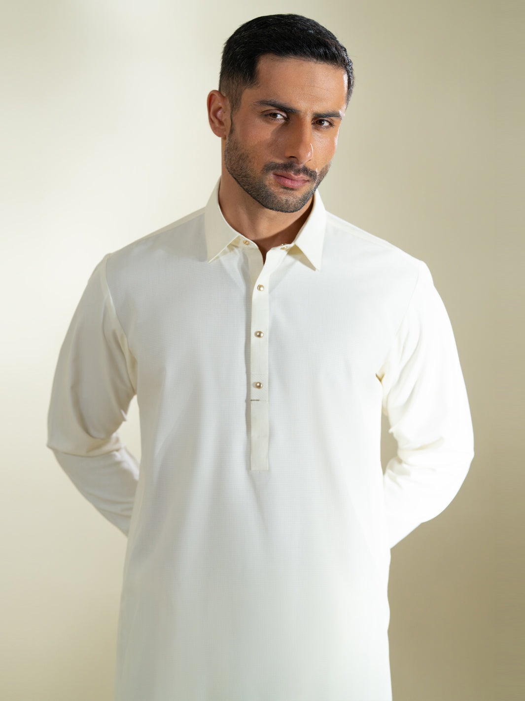 Cream Kameez Shalwar - ALWA-KS-580