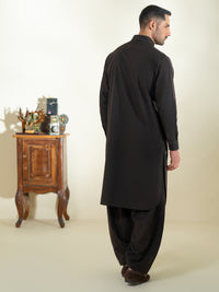 Dark Brown Kameez Shalwar - ALWA-KS-582