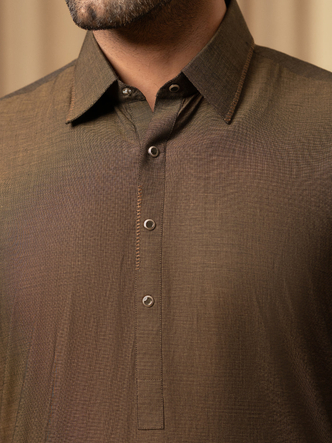 Dark Brown Cotton Kameez Shalwar - ALWA-KS-585