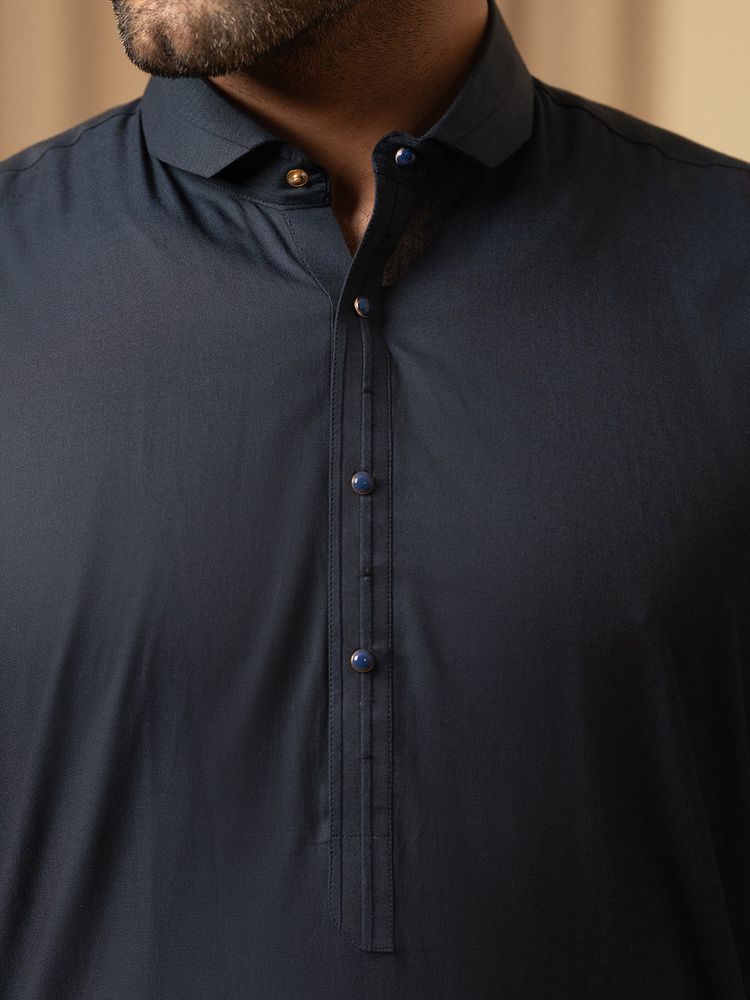 Midnight Blue Cotton Kameez Shalwar - ALWA-KS-586