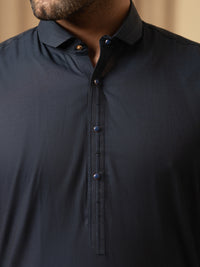 Midnight Blue Cotton Kameez Shalwar - ALWA-KS-586