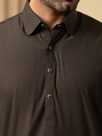 Dark Brown Cotton Kameez Shalwar - ALWA-KS-587