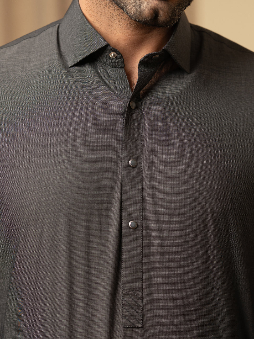 Charcoal Grey Cotton Kameez Shalwar - ALWA-KS-588