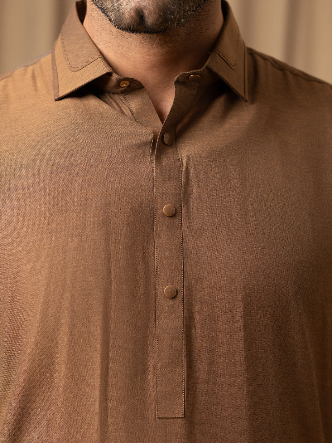 Brown Cotton Kameez Shalwar - ALWA-KS-589
