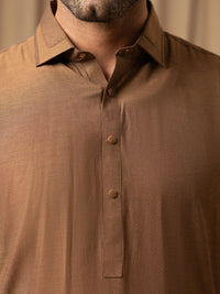 Brown Cotton Kameez Shalwar - ALWA-KS-589