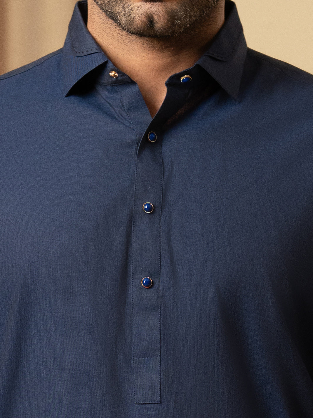 Dark Blue Cotton Kameez Shalwar - ALWA-KS-590