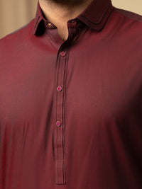 Maroon Cotton Kameez Shalwar - ALWA-KS-591