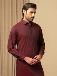 Maroon Cotton Kameez Shalwar - ALWA-KS-591