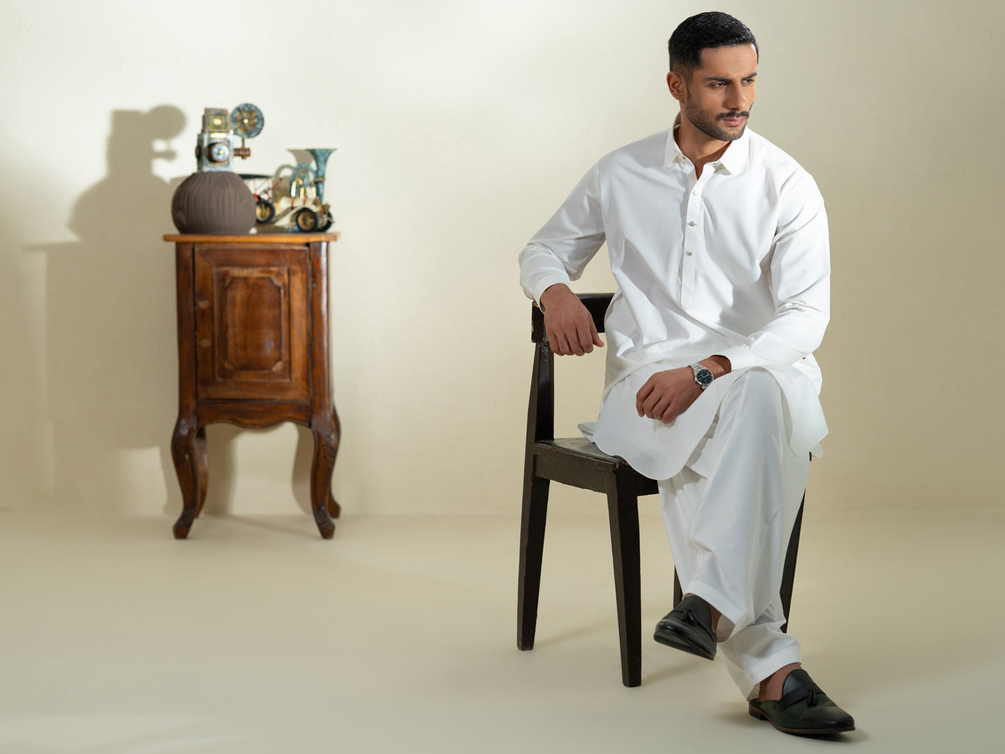 White Kameez Shalwar - ALWA-KS-592