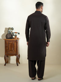 Dark Brown Kameez Shalwar - ALWA-KS-594