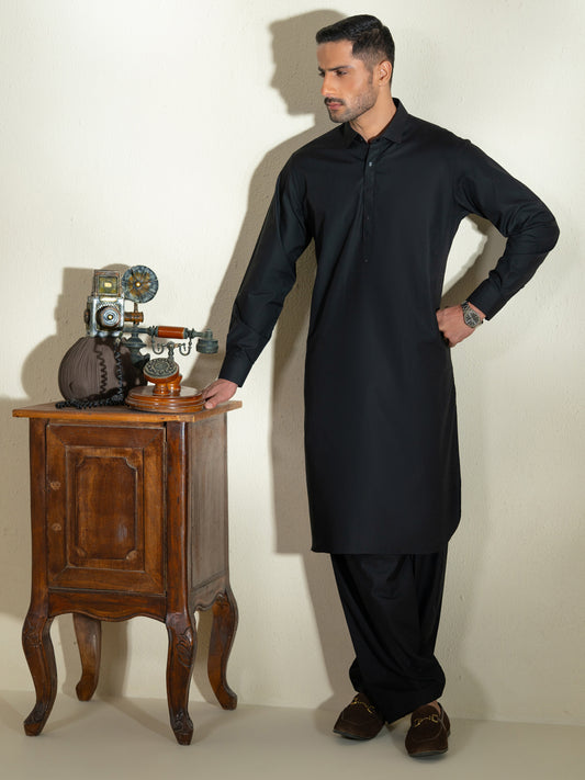 Black Kameez Shalwar - ALWA-KS-595