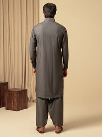 Grey Cotton Kameez Shalwar - ALWA-KS-597
