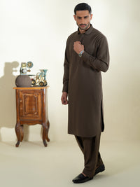 Brown Kameez Shalwar - ALWA-KS-601
