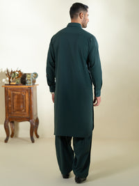 Dark Green Kameez Shalwar - ALWA-KS-602