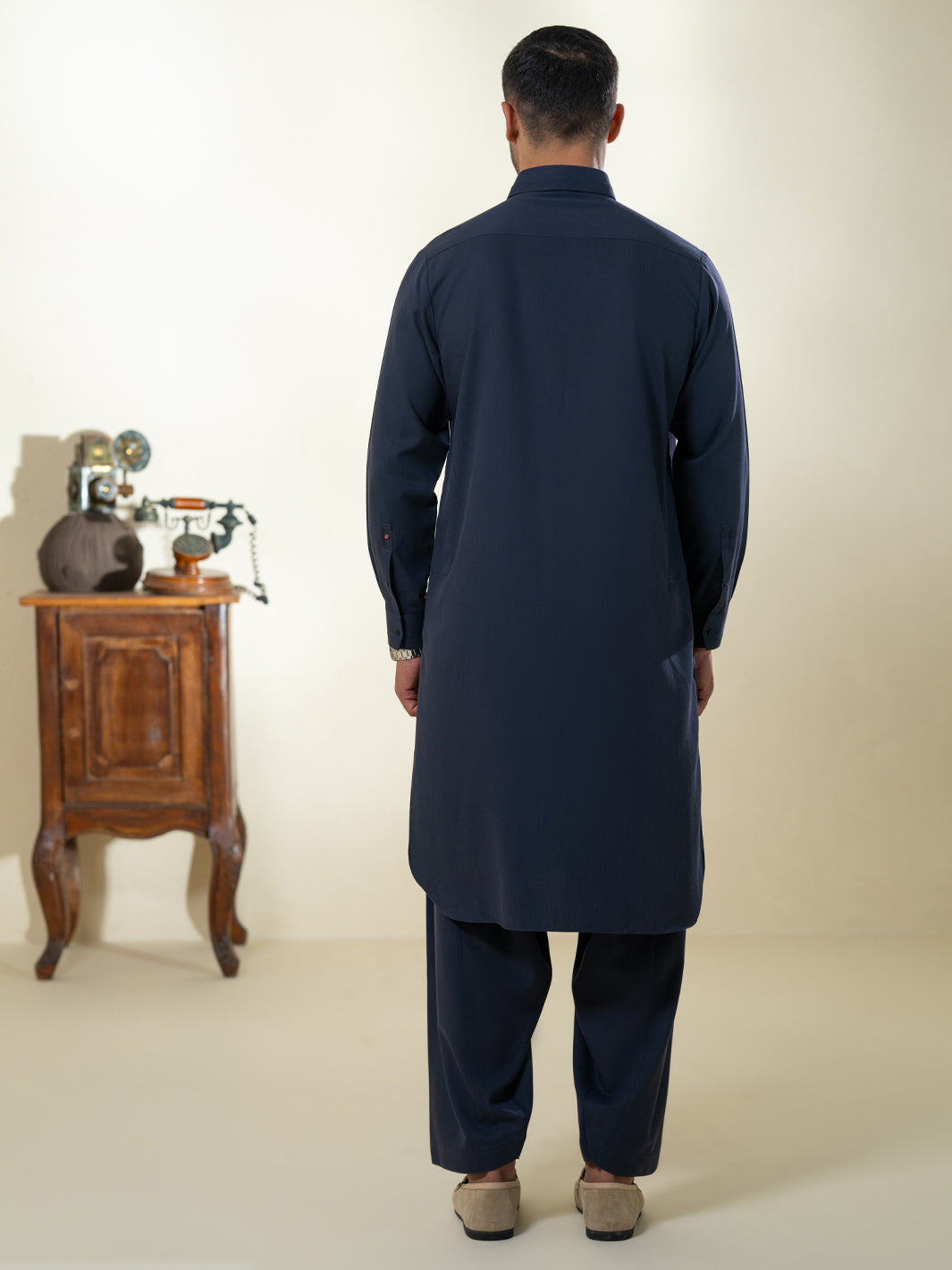 Navy Blue Kameez Shalwar - ALWA-KS-603