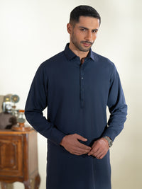 Navy Blue Kameez Shalwar - ALWA-KS-603