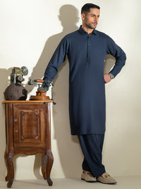 Navy Blue Kameez Shalwar - ALWA-KS-603