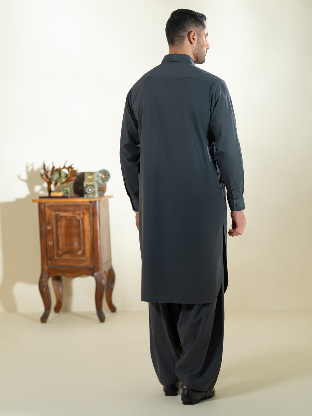 Grey Kameez Shalwar - ALWA-KS-604