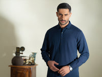 Midnight Blue Cotton Kameez Shalwar - ALWA-KS-607