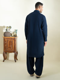 Midnight Blue Cotton Kameez Shalwar - ALWA-KS-607