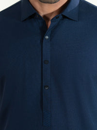 Midnight Blue Cotton Kameez Shalwar - ALWA-KS-607