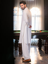 White Cut & Sew Kameez Shalwar - ALWA-KS-609