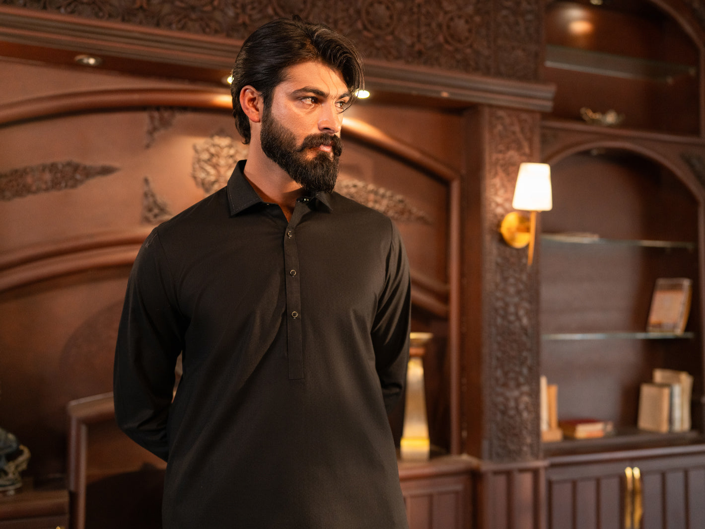 Black Cotton Cut & Sew Kameez Shalwar - ALWA-KS-612