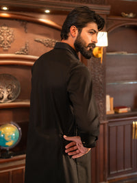 Black Cotton Cut & Sew Kameez Shalwar - ALWA-KS-612