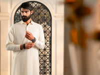 Off White Cut & Sew Kameez Shalwar - ALWA-KS-613