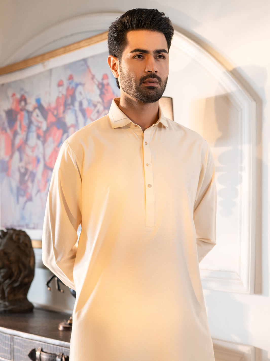 Off White Cut & Sew Kameez Shalwar - ALWA-KS-618