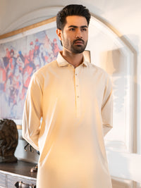 Off White Cut & Sew Kameez Shalwar - ALWA-KS-618