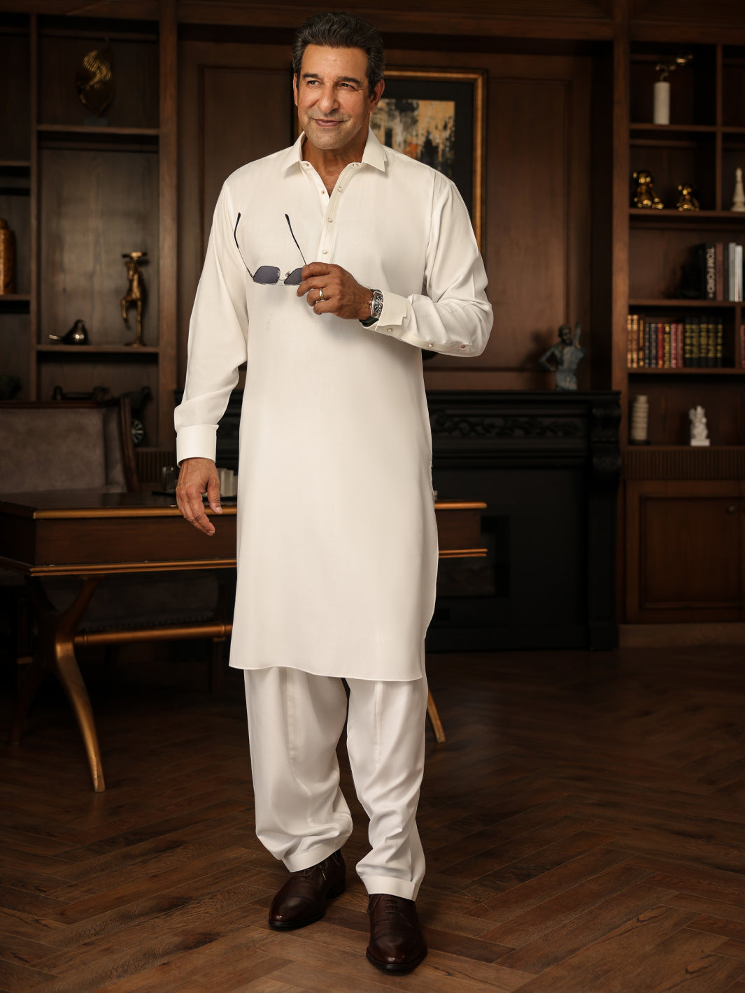 White Cut & Sew Kameez Shalwar - ALWA-KS-619