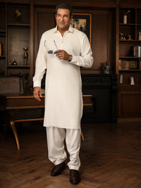 White Cut & Sew Kameez Shalwar - ALWA-KS-619