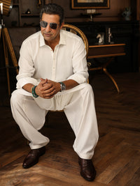 White Cut & Sew Kameez Shalwar - ALWA-KS-619
