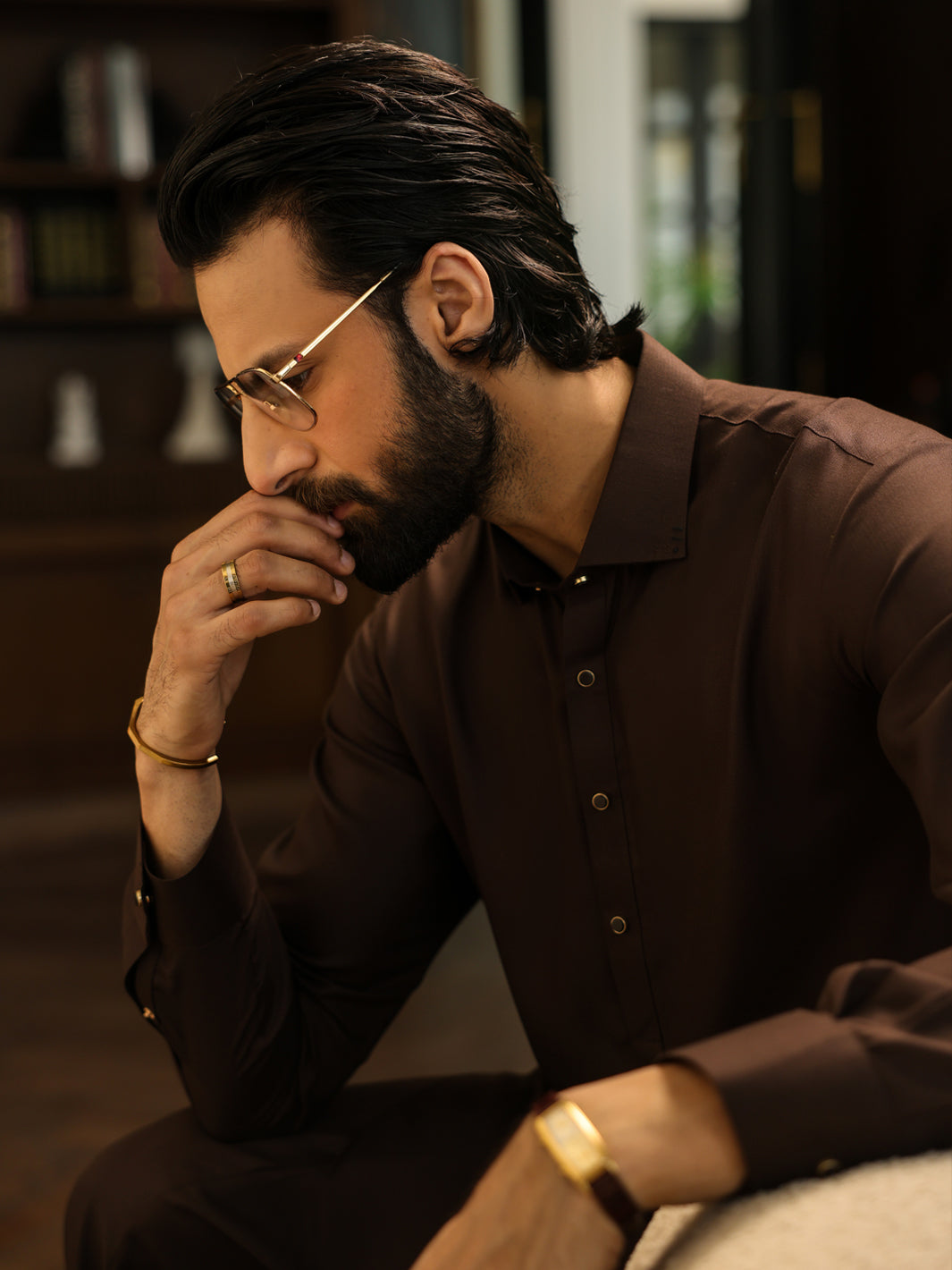 Brown Cut & Sew Kameez Shalwar - ALWA-KS-620