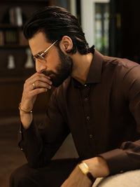 Brown Cut & Sew Kameez Shalwar - ALWA-KS-620
