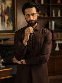 Brown Cut & Sew Kameez Shalwar - ALWA-KS-620