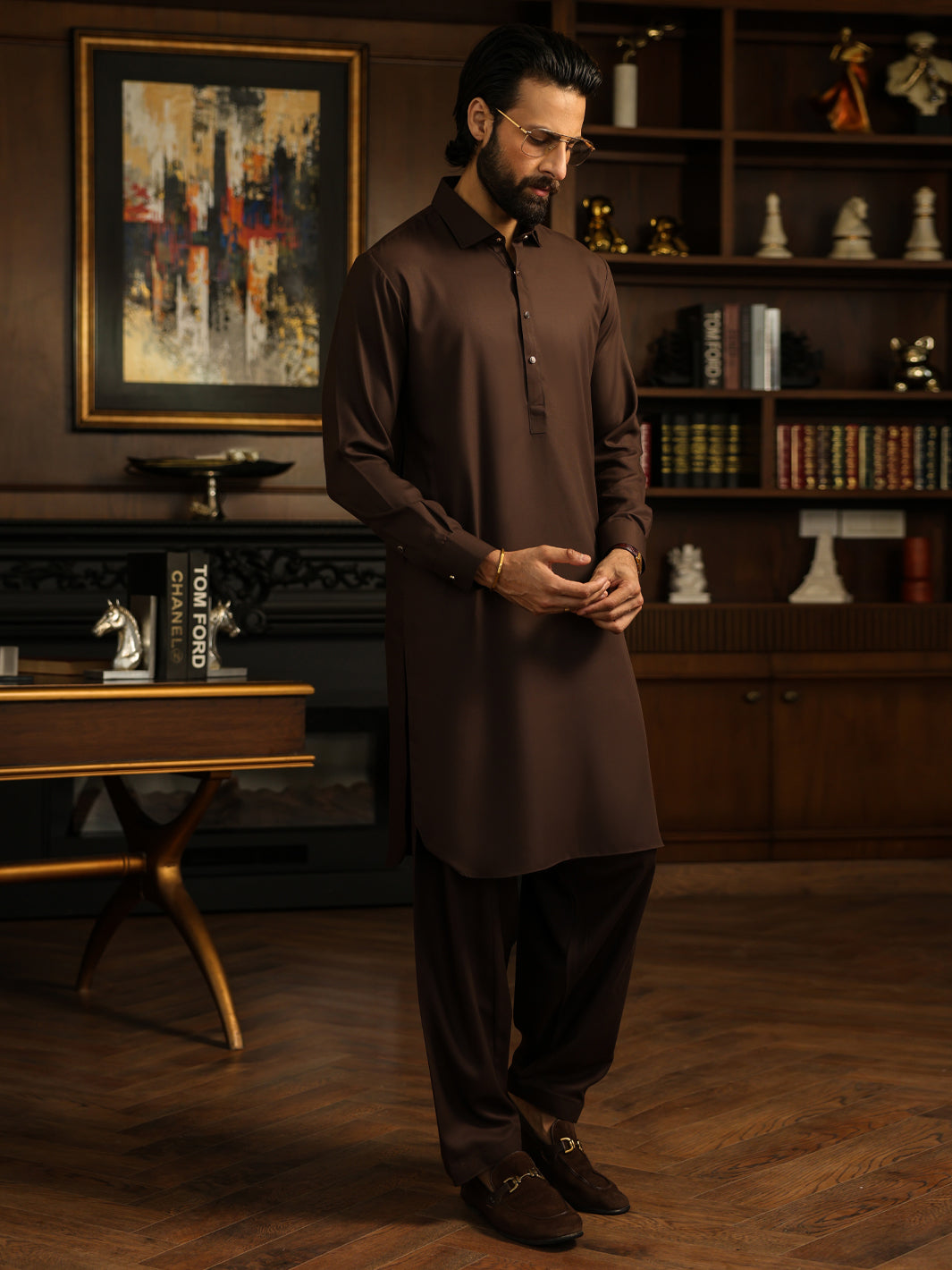 Brown Cut & Sew Kameez Shalwar - ALWA-KS-620
