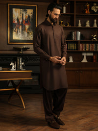 Brown Cut & Sew Kameez Shalwar - ALWA-KS-620