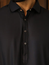 Dark Grey Plain Kameez Shalwar - ALWA-KS-622