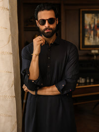 Dark Grey Plain Kameez Shalwar - ALWA-KS-622
